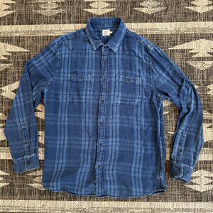 Faherty Tony Plaid Malibu 'Last of Us' Button-Up Blue XL Organic Cotton Shirt